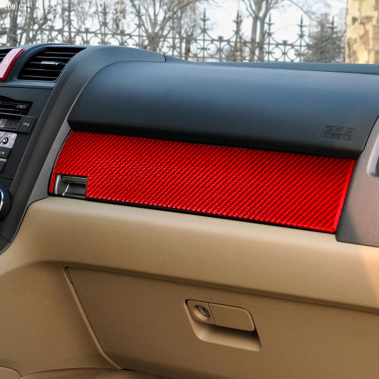 For Honda CRV 2007-2011 Carbon Fiber Car Co-pilot Glove Box Panel Decorative Sticker,Left Drive (Red)