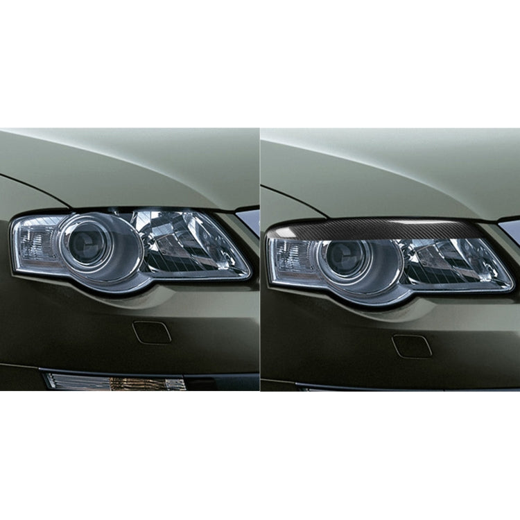2 PCS / Set Carbon Fiber Car Lamp Eyebrow Decorative Sticker for Volkswagen Passat B6 3C 2005-2010, Drop Glue Version