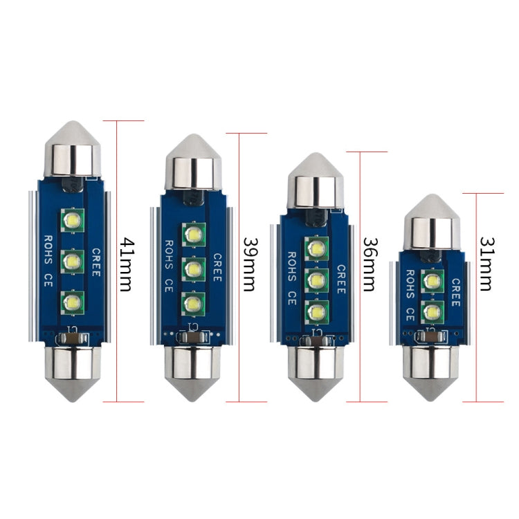 2pcs 39mm IC12V / 2.76W / 0.23A / 300LM 3LEDs SMD Car Reading Lamp Dome Light
