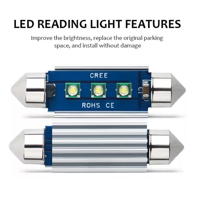 2pcs 39mm IC12V / 2.76W / 0.23A / 300LM 3LEDs SMD Car Reading Lamp Dome Light
