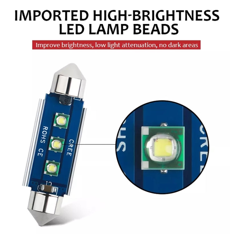 2pcs 39mm IC12V / 2.76W / 0.23A / 300LM 3LEDs SMD Car Reading Lamp Dome Light