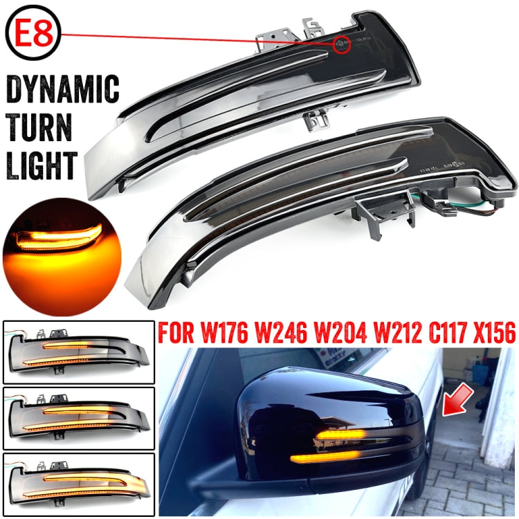 1 Pair For Mercedes-Benz A Class W176 2013-2017 Car Dynamic LED Turn Signal Light Rearview Mirror Flasher Water Blinker (Transparent Black)