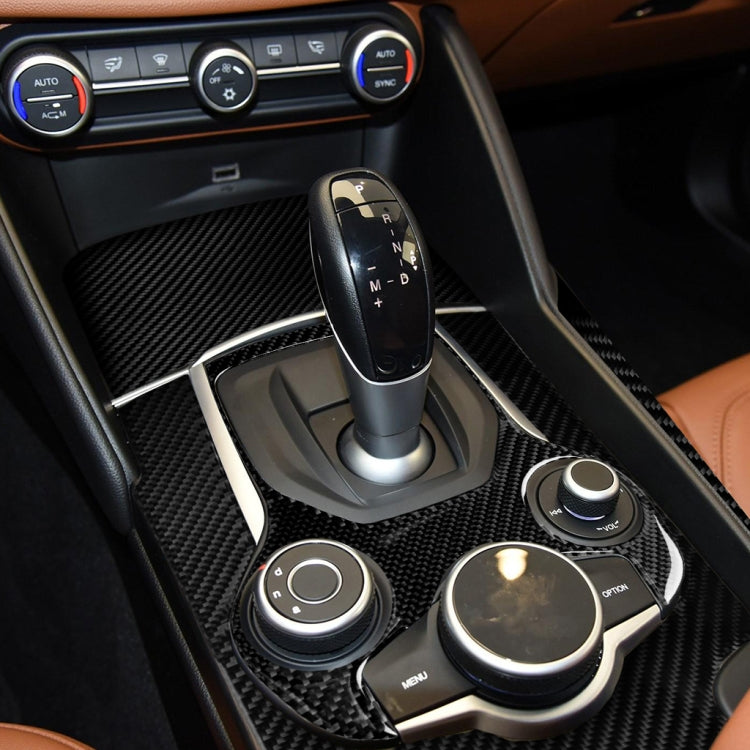 4 in 1 Car Carbon Fiber Gear Frame Panel Decorative Sticker for Alfa Romeo Giulia 2017-2019, Left Drive