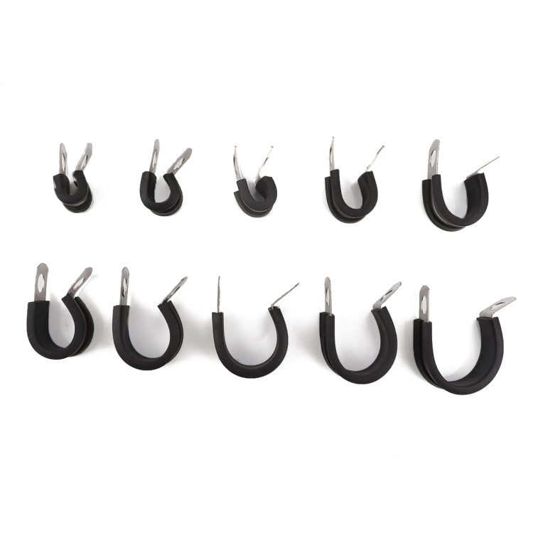 10 PCS Car Rubber Cushion Pipe Clamps Stainless Steel Clamps, Size: 11/8 inch (35mm)