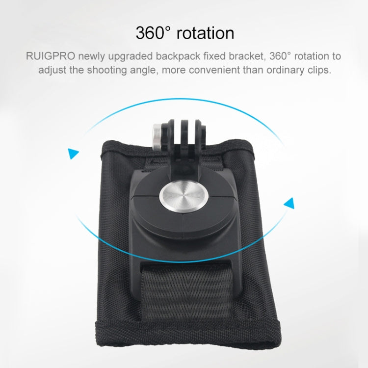 360 Degree Rotating Quick Release Strap Mount Shoulder Backpack Mount for GoPro, Insta360, DJI and Other Action Cameras(Black)