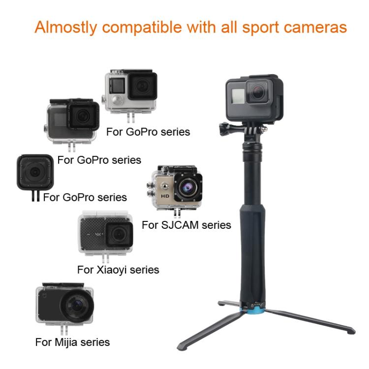 Portable Foldable Tripod Holder Selfie Monopod Stick for GoPro, Insta360, DJI and Other Action Cameras, Length: 23.5-81cm - Extendable Pole by PMC Jewellery | Online Shopping South Africa | PMC Jewellery | Buy Now Pay Later Mobicred