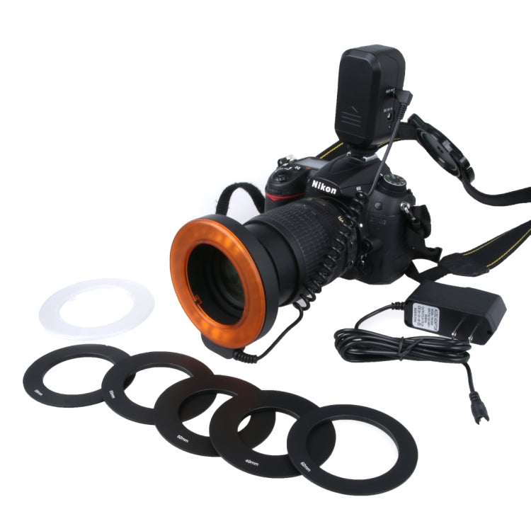 Circular LED Flash Light with 48 LED Lights & 6 Adapter Rings(49mm/52mm/55mm/58mm/62mm/67mm) for Macro Lens(Orange) - free shipping - PMC Jewellery - Order now!