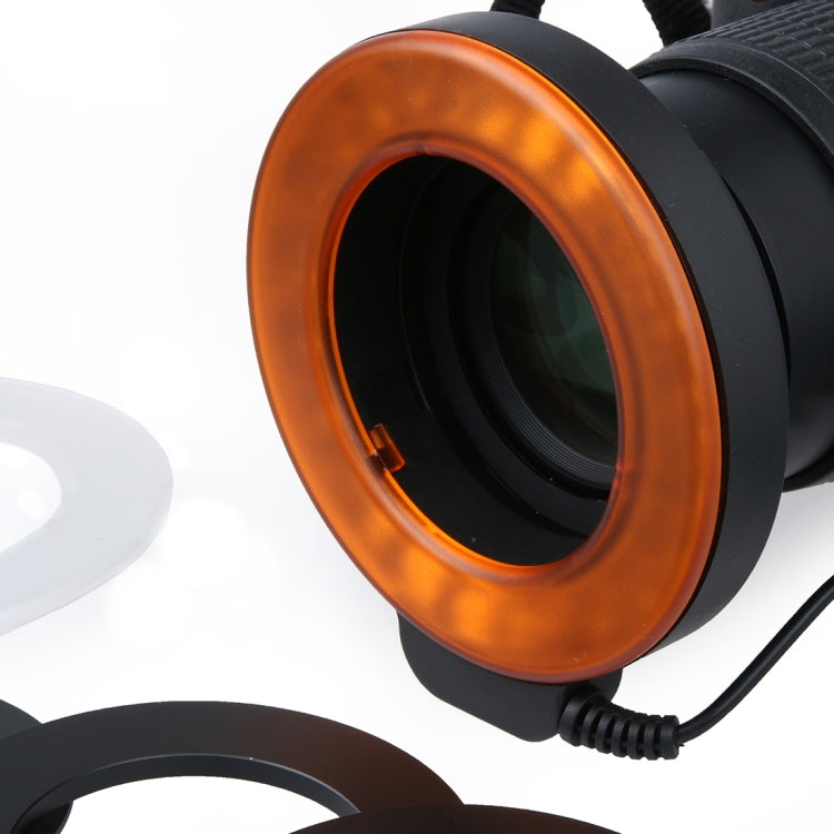 Circular LED Flash Light with 48 LED Lights & 6 Adapter Rings(49mm/52mm/55mm/58mm/62mm/67mm) for Macro Lens(Orange) - free shipping - PMC Jewellery - Order now!
