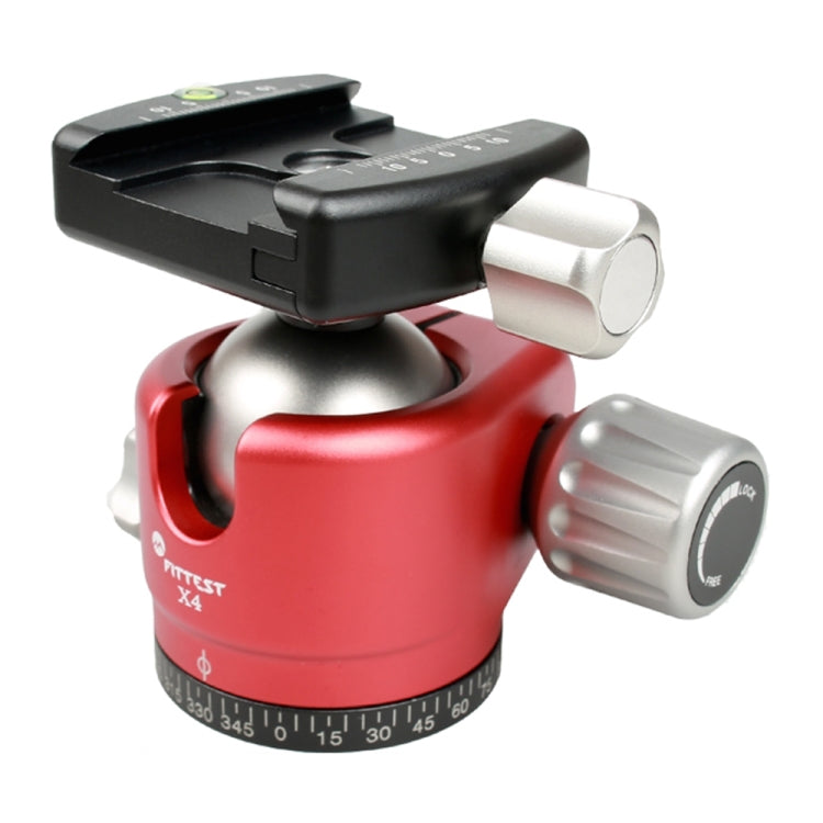 FITTEST X4 Low Center of Gravity High Locking Force Panoramic Ball Head with Quick Release Plate for DSLR & Digital Cameras, Load Max 10kg(Red)