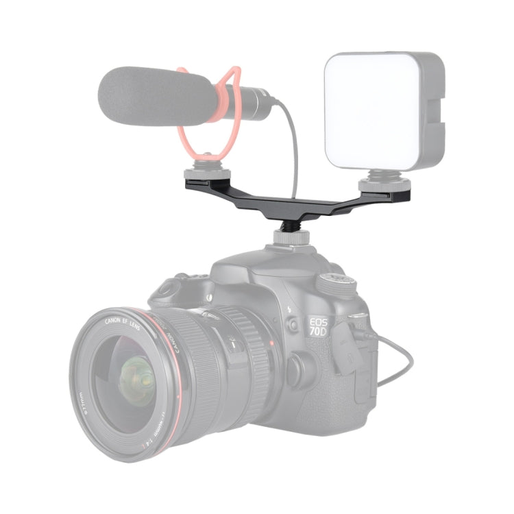 YELANGU YLG0702A Dual Cold Hot Shoe Mount Adapter Aluminum Alloy Extension Bracket (Black) - free shipping - PMC TechLife - Order now!