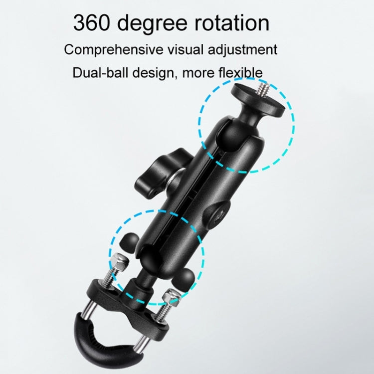 9cm Connecting Rod 20mm Ball Head Motorcycle Handlebar Fixed Mount Holder with Tripod Adapter & Screw for GoPro, Insta360, DJI and Other Action Cameras(Black)