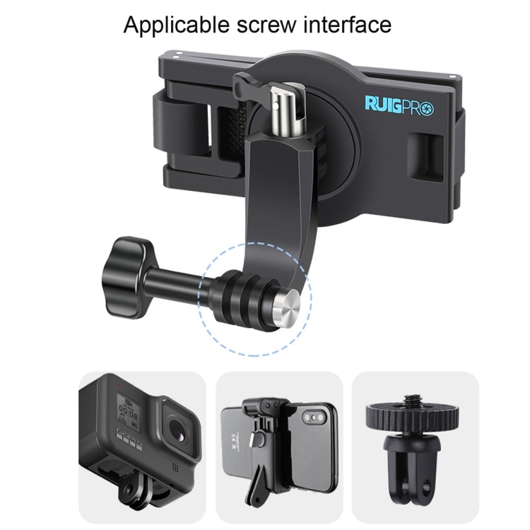 RUIGPRO 360 Degree Rotating Quick Release Strap Mount Shoulder Backpack Mount for GoPro, Insta360, DJI and Other Action Cameras(Black) - free shipping - PMC Jewellery - Order now!