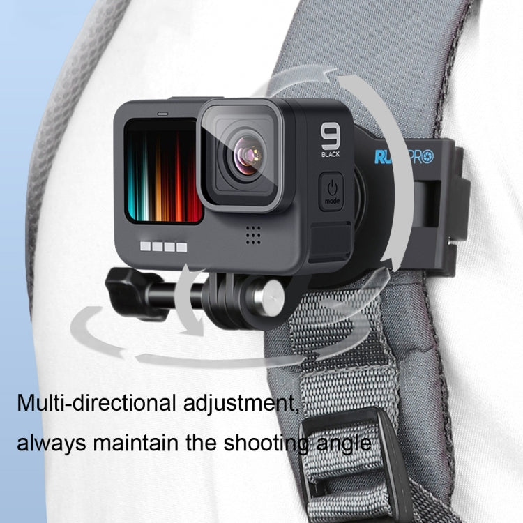 RUIGPRO 360 Degree Rotating Quick Release Strap Mount Shoulder Backpack Mount for GoPro, Insta360, DJI and Other Action Cameras(Black)