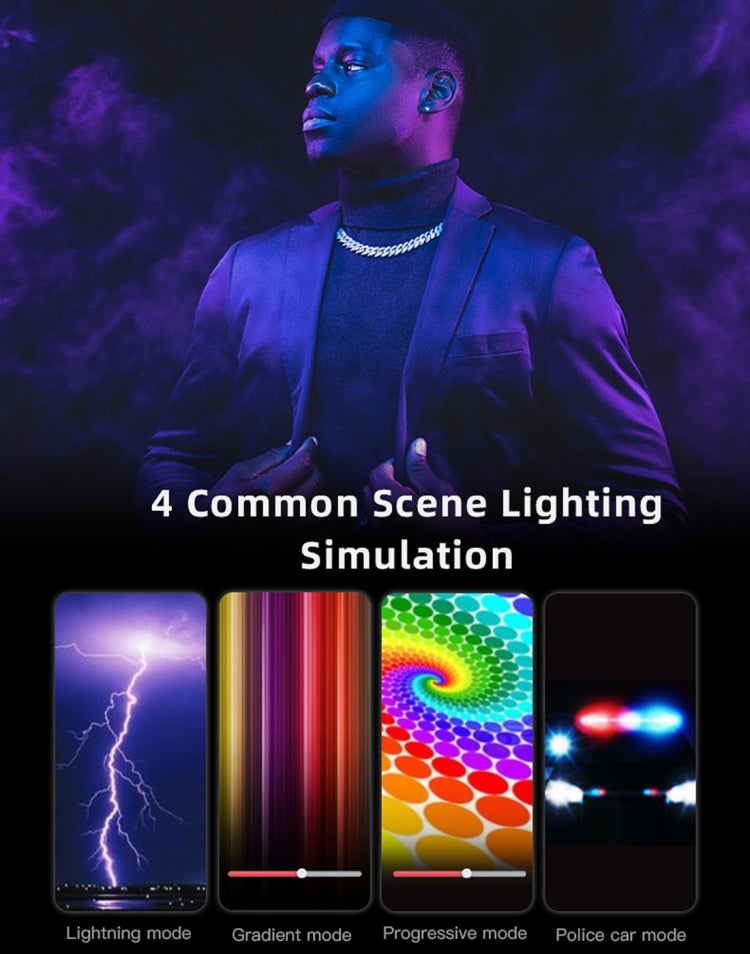 LUXCeO RGB Colorful Photo LED Stick Video Light APP Control Adjustable Color Temperature Water-resistant Handheld LED Fill Light with Remote Control(Black)