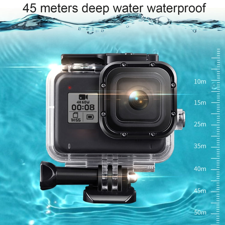 For GoPro HERO8 Black 45m Water-resistant Housing Protective Case with Buckle Basic Mount & Screw & Floating Bobber Grip & Strap & Anti-Fog Inserts(Black)
