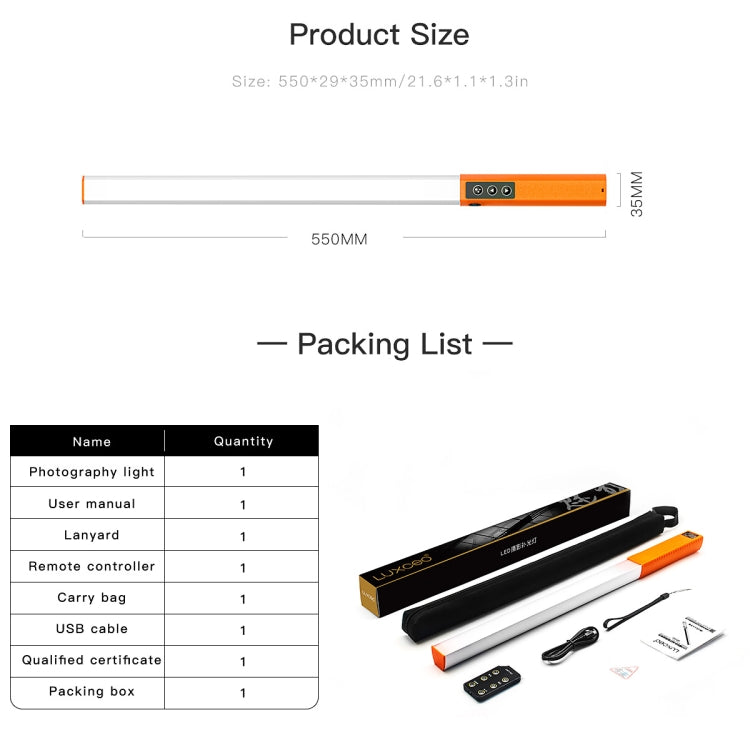 LUXCeO Q508D Dual Color Temperature Photo LED Stick Video Light Handheld LED Fill Light Flash Lighting Lamp(Orange) - free shipping - PMC Jewellery - Order now!