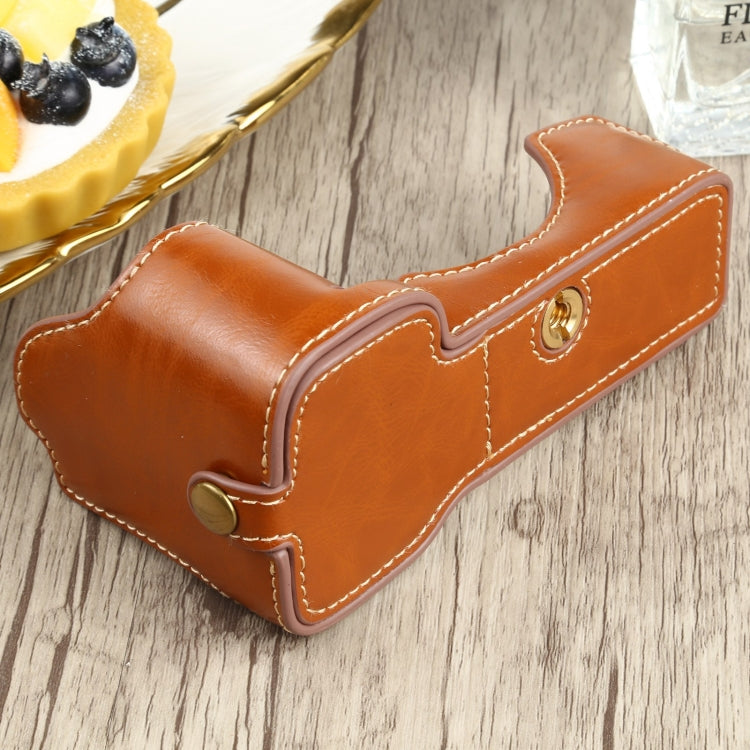 1/4 inch Thread PU Leather Camera Half Case Base for Sony ILCE-7C/A7C (Brown) - free shipping - PMC TechLife - Order now!