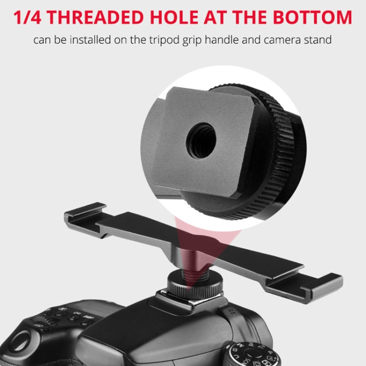 YELANGU A641 Cold Shoe to Dual Cold Shoe Mount Adapter Aluminum Alloy Extension Bracket (Black) - free shipping - PMC Jewellery - Order now!