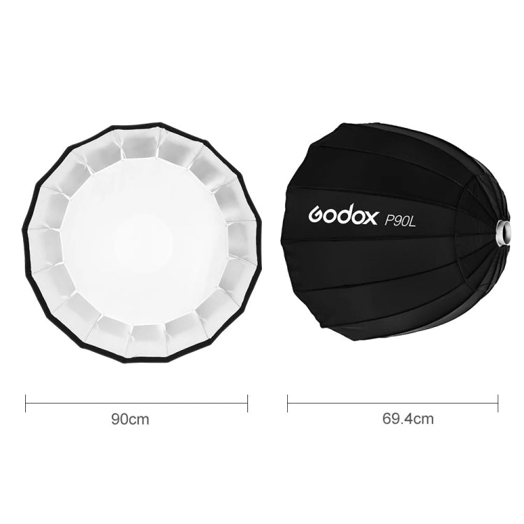 Godox P90L Diameter 90cm Parabolic Softbox Reflector Diffuser for Studio Speedlite Flash Softbox (Black) - free shipping - PMC Jewellery - Order now!