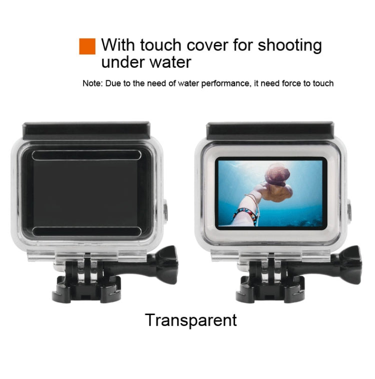 45m Water-resistant Housing Protective Case + Touch Screen Back Cover for GoPro NEW HERO /HERO6 /5, with Buckle Basic Mount & Screw, No Need to Remove Lens (Transparent)