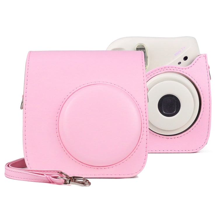 Retro Full Body PU Leather Case Camera Bag with Strap for FUJIFILM instax mini 7+ (Pink)