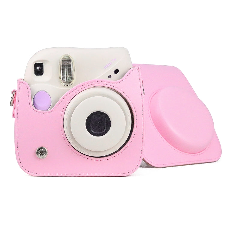 Retro Full Body PU Leather Case Camera Bag with Strap for FUJIFILM instax mini 7+ (Pink)