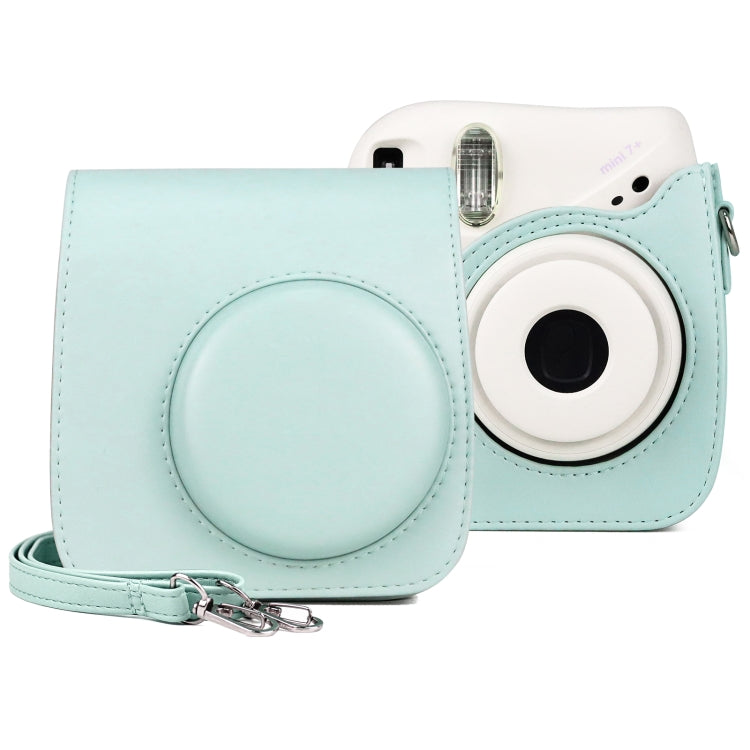 Retro Full Body PU Leather Case Camera Bag with Strap for FUJIFILM instax mini 7+ (Baby Blue)