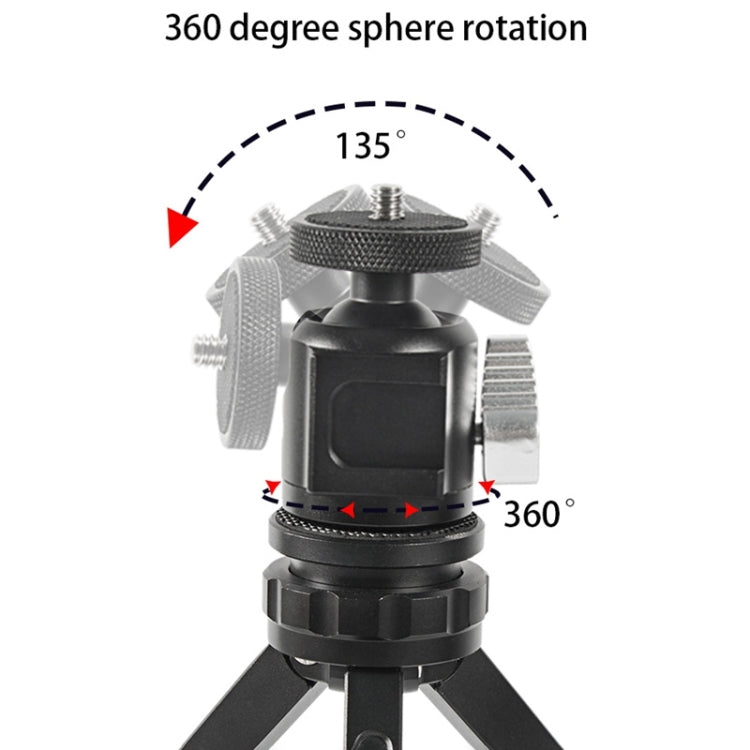 BEXIN HK25 Aluminum Alloy Cold Shoe Tripod Adapter Ball Head (Black)