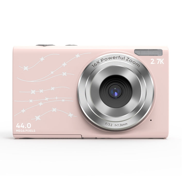 DC402 2.4 inch 44MP 16X Zoom 2.7K Full HD Digital Camera Children Card Camera, UK Plug (Pink)
