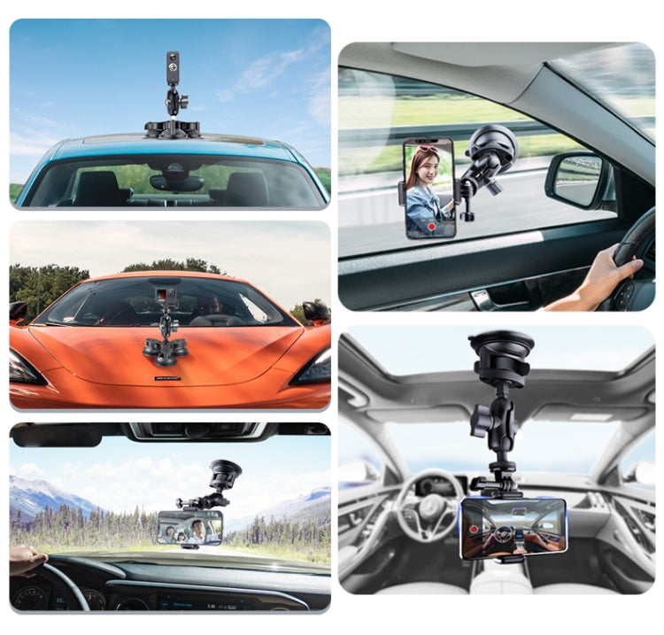 Triangle Suction Cup Mount Holder with Tripod Adapter & Steel Tether & Safety Buckle (Black) - free shipping - PMC TechLife - Order now!