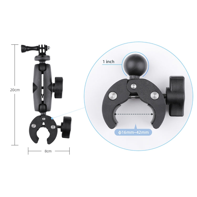 Extended Version 360 Rotation Adjustable Action Camera Clamp Plier Base Holder (Black)