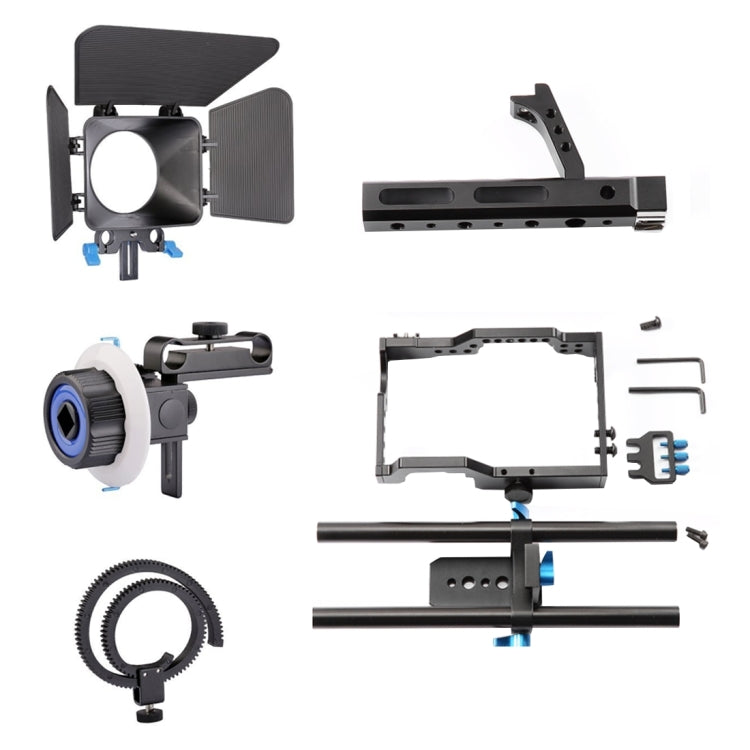 YELANGU YLG1105A Handle Video Camera Cage Stabilizer Kit with Matte Box & Follow Focus for Panasonic Lumix DMC-GH4 & G7 / Sony A7 & A7S & A7R & A7RII & A7SII - free shipping - PMC TechLife - Order now!