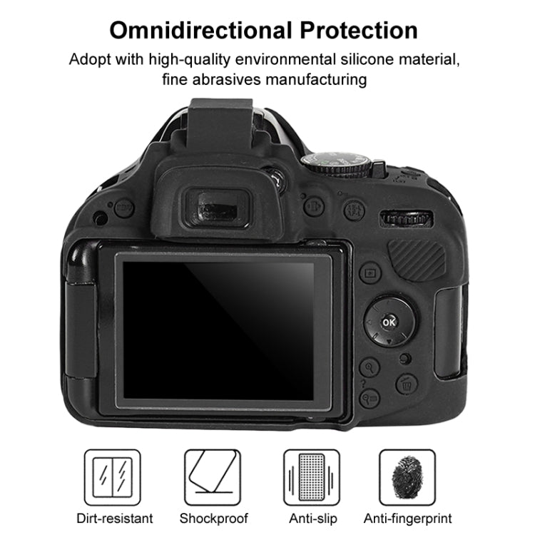 Soft Silicone Protective Case for Nikon D5200 (Black)