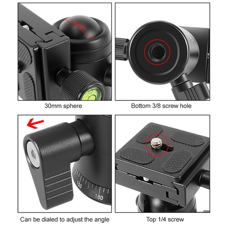 BEIXIN QB-30 360 Degree Rotation Panorama Metal Ball Head with Quick Release Plate