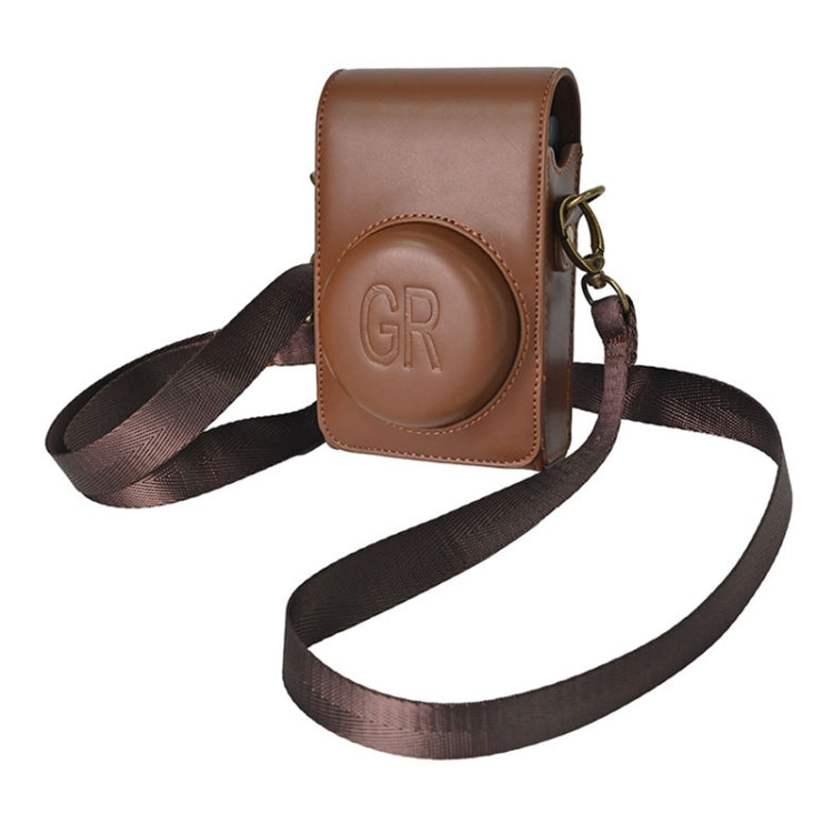 Full Body Camera PU Leather Case Bag with Strap for Ricoh GR / GRII / GRIII, Casio ZR1200 / ZR1500/ ZR2000/ ZR3500, ZR3600 / ZR3700 / ZR5500 (Coffee)