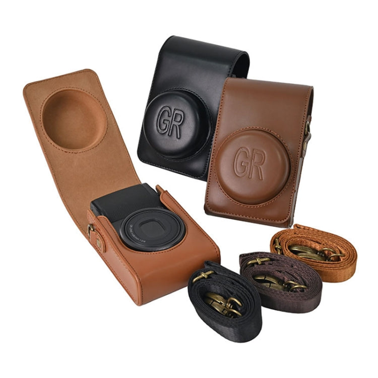 Full Body Camera PU Leather Case Bag with Strap for Ricoh GR / GRII / GRIII, Casio ZR1200 / ZR1500/ ZR2000/ ZR3500, ZR3600 / ZR3700 / ZR5500 (Brown) - Leather Bag by PMC TechLife | Online Shopping South Africa | PMC TechLife | Buy Now Pay Later Mobicred