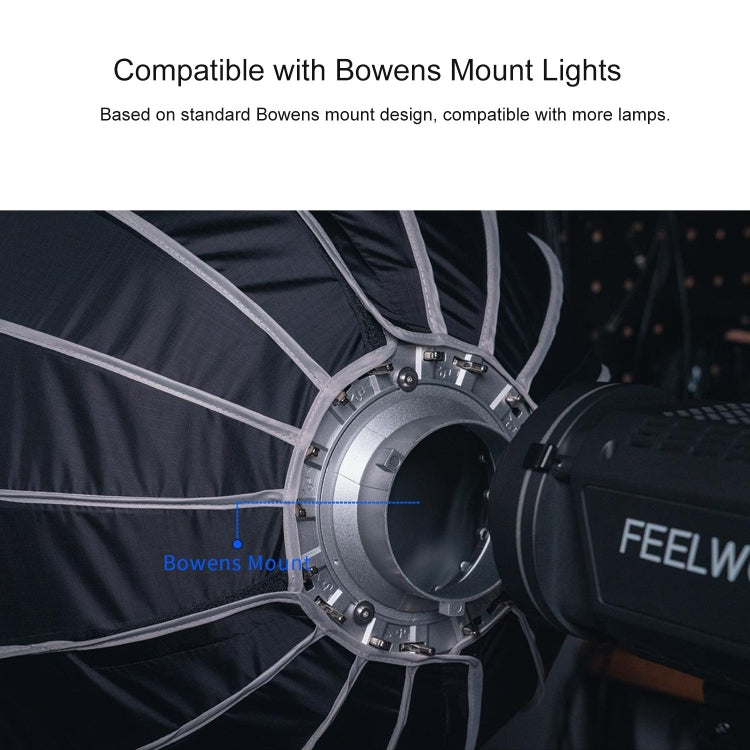 FEELWORLD FSP60 60cm Parabolic Softbox Quick Release Diffuser with Bowens Mount (Black) - free shipping - PMC Jewellery - Order now!