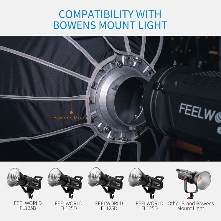 FEELWORLD FSP90 90cm Parabolic Softbox Quick Release Diffuser with Bowens Mount (Black) - free shipping - PMC Jewellery - Order now!