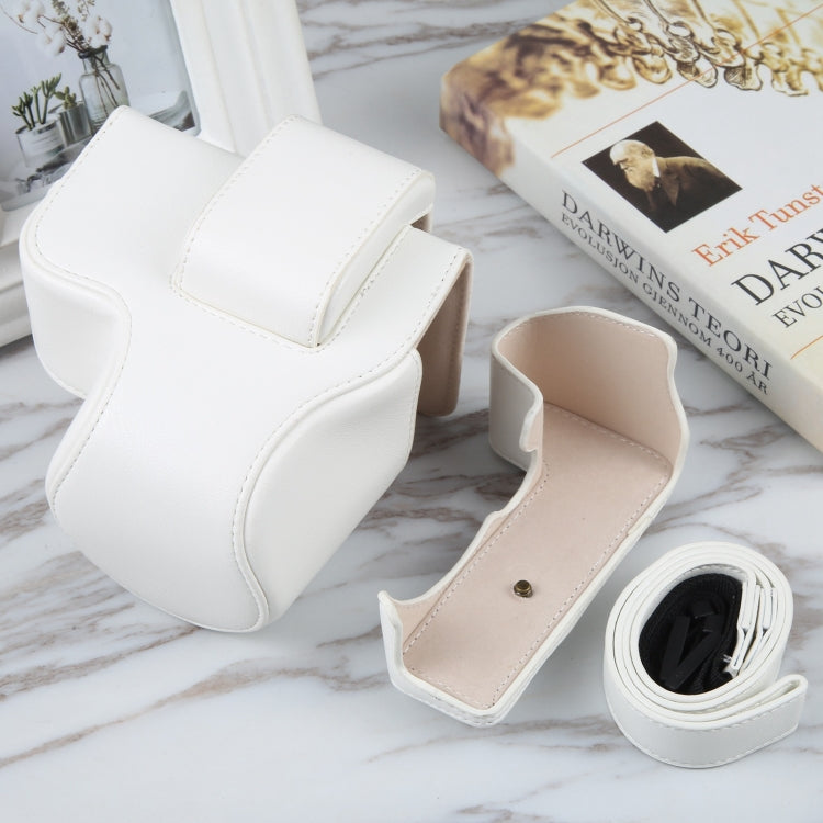 For Canon EOS R10 Camera Full Body Magnetic Leather Camera Case Bag with Strap(White) - Leather Bag by PMC TechLife | Online Shopping South Africa | PMC TechLife | Buy Now Pay Later Mobicred