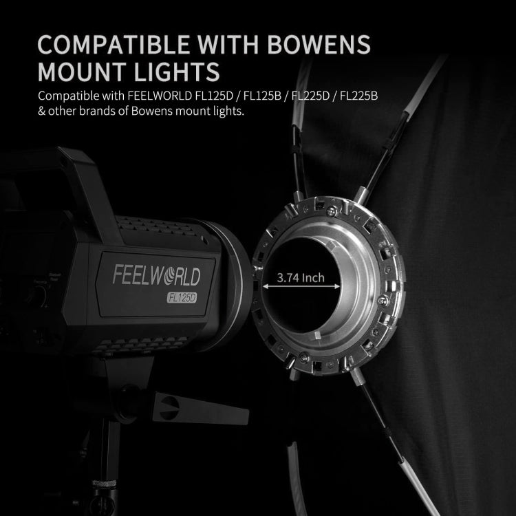 FEELWORLD FSR120 30x120cm Rectangular Softbox Quick Release Bowens Mount Diffuser - free shipping - PMC Jewellery - Order now!