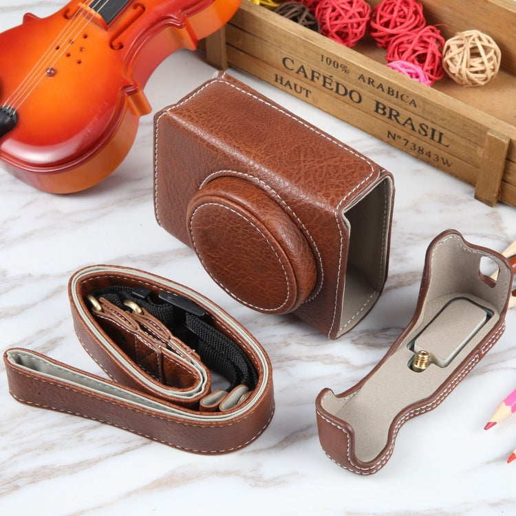 For Canon PowerShot G7 X Full Body Camera PU Leather Camera Case Bag with Strap (Coffee) - Leather Bag by PMC TechLife | Online Shopping South Africa | PMC TechLife | Buy Now Pay Later Mobicred
