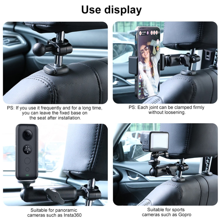 21mm Ballhead Car Front Seat Handlebar Fixed Mount Holder with Tripod Adapter & Screw for GoPro, Insta360, DJI and Other Action Cameras - Connection Mount by PMC TechLife | Online Shopping South Africa | PMC TechLife | Buy Now Pay Later Mobicred