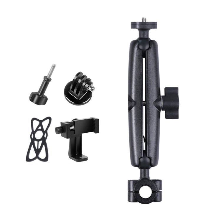 25mm Ballhead Car Front Seat Handlebar Fixed Mount Holder with Tripod Adapter & Screw & Phone Clamp & Anti-lost Silicone Case for GoPro, Insta360, DJI and Other Action Cameras