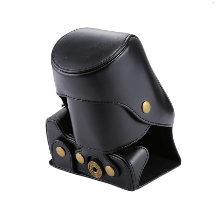 Full Body Camera PU Leather Case Bag for Canon EOS 200D (18-55mm Lens)(Black)