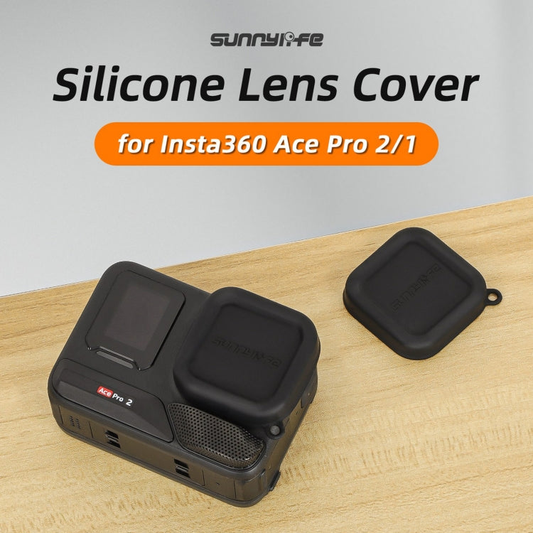 For Insta360 Ace Pro 2 / 1 Sunnylife Silicone Lens Cap Protector Lens Cover (Black)