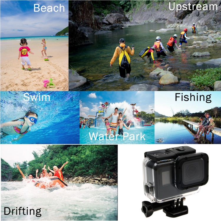For GoPro NEW HERO /HERO6 /5 30m Water-resistant Housing Protective Case + Hollow Back Cover with Buckle Basic Mount & Screw, No Need to Disassemble Lens(GP413)