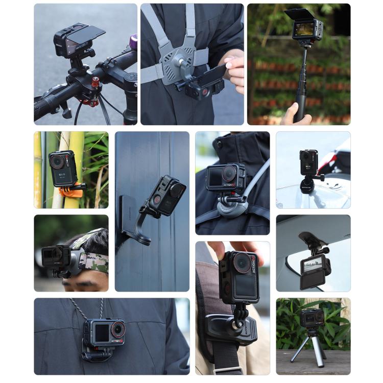 For DJI Osmo Action 5 Pro / 4 / 3 Sunnylife Protective Case Frame Mount Adapter Sun Hood Housing Case (Black)