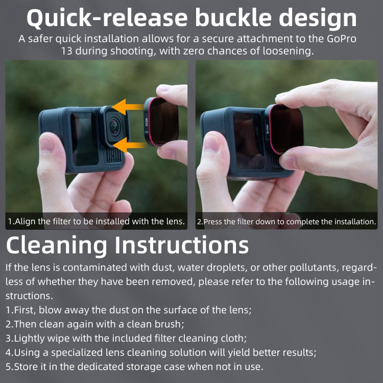 For GoPro HERO13 Black STARTRC Quick Release 4 in 1 ND8 ND16 ND32 CPL Lens Filter