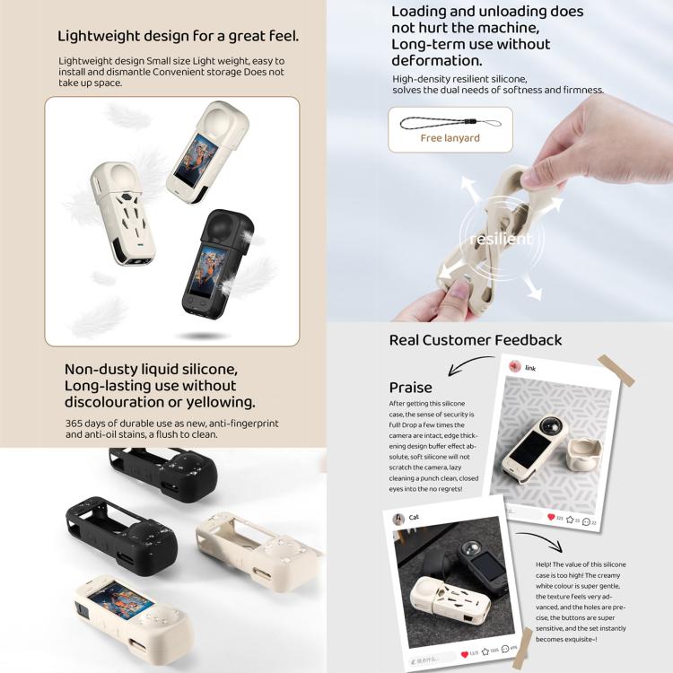 For Insta360 X5 STARTRC Silicone Heat Dissipation Protective Cover with Lens Cover (Black) - free shipping - PMC TechLife - Order now!