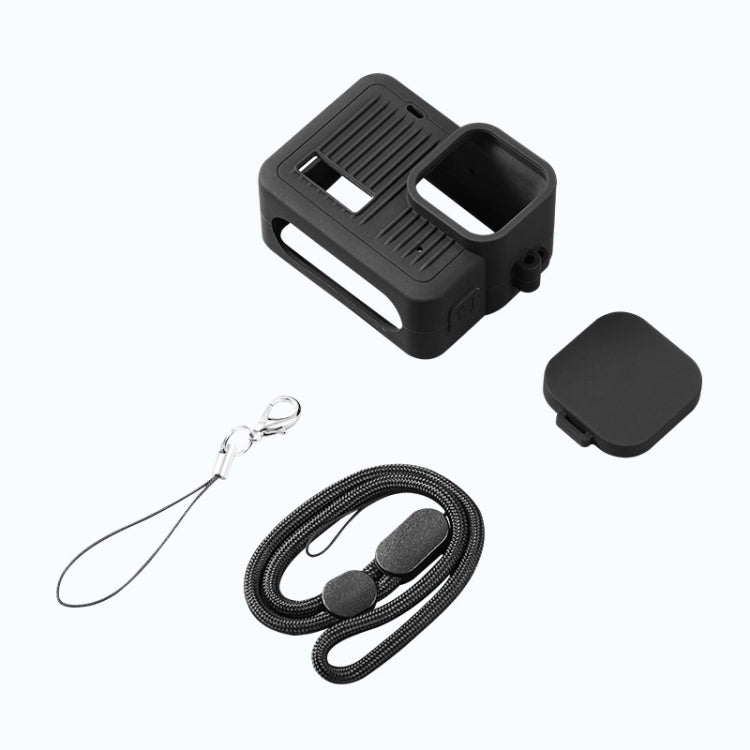For GoPro HERO 2024 Silicone Protective Case with Wrist Strap & Lens Cover (Black) - free shipping - PMC Jewellery - Order now!